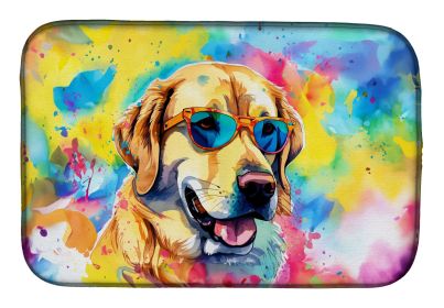 Yellow Labrador Hippie Dawg Dish Drying Mat Absorbent Dish Drying Mat Pad for Kitchen Counter Dish Drainer Mat for Countertop, 14 x 21", Multicolor (Default: Default)