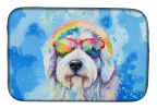 Old English Sheepdog Hippie Dawg Dish Drying Mat Absorbent Dish Drying Mat Pad for Kitchen Counter Dish Drainer Mat for Countertop, 14 x 21"