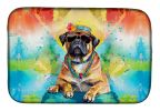 Cane Corso Hippie Dawg Dish Drying Mat Absorbent Dish Drying Mat Pad for Kitchen Counter Dish Drainer Mat for Countertop, 14 x 21", Multicolor