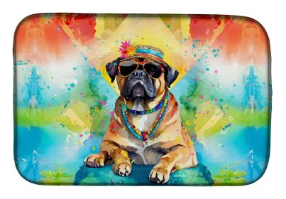 Cane Corso Hippie Dawg Dish Drying Mat Absorbent Dish Drying Mat Pad for Kitchen Counter Dish Drainer Mat for Countertop, 14 x 21", Multicolor (Default: Default)