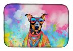 Doberman Pinscher Hippie Dawg Dish Drying Mat Absorbent Dish Drying Mat Pad for Kitchen Counter Dish Drainer Mat for Countertop, 14 x 21", Multicolor