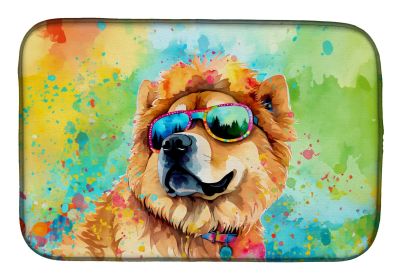 Chow Chow Hippie Dawg Dish Drying Mat Absorbent Dish Drying Mat Pad for Kitchen Counter Dish Drainer Mat for Countertop, 14 x 21", Multicolor (Default: Default)