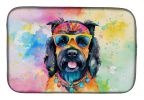 Scottish Terrier Hippie Dawg Dish Drying Mat Absorbent Dish Drying Mat Pad for Kitchen Counter Dish Drainer Mat for Countertop, 14 x 21", Multicolor
