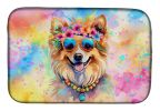 Pomeranian Hippie Dawg Dish Drying Mat Absorbent Dish Drying Mat Pad for Kitchen Counter Dish Drainer Mat for Countertop, 14 x 21", Multicolor