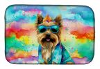 Cairn Terrier Hippie Dawg Dish Drying Mat Absorbent Dish Drying Mat Pad for Kitchen Counter Dish Drainer Mat for Countertop, 14 x 21", Multicolor