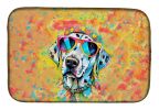 Dalmatian Hippie Dawg Dish Drying Mat Absorbent Dish Drying Mat Pad for Kitchen Counter Dish Drainer Mat for Countertop, 14 x 21", Multicolor
