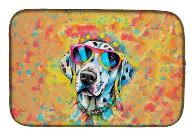 Dalmatian Hippie Dawg Dish Drying Mat Absorbent Dish Drying Mat Pad for Kitchen Counter Dish Drainer Mat for Countertop, 14 x 21", Multicolor (Default: Default)