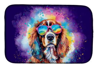 Cavalier Spaniel Hippie Dawg Dish Drying Mat Absorbent Dish Drying Mat Pad for Kitchen Counter Dish Drainer Mat for Countertop, 14 x 21", Multicolor (Default: Default)