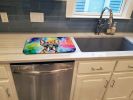 Boston Terrier Hippie Dawg Dish Drying Mat Absorbent Dish Drying Mat Pad for Kitchen Counter Dish Drainer Mat for Countertop, 14 x 21", Multicolor