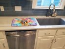 Golden Retriever Hippie Dawg Dish Drying Mat Absorbent Dish Drying Mat Pad for Kitchen Counter Dish Drainer Mat for Countertop, 14 x 21", Multicolor