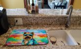 Cairn Terrier Hippie Dawg Dish Drying Mat Absorbent Dish Drying Mat Pad for Kitchen Counter Dish Drainer Mat for Countertop, 14 x 21", Multicolor