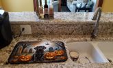 Chocolate Labrador Retriever Spooky Halloween Dish Drying Mat Absorbent Dish Drying Mat Pad for Kitchen Counter Dish Drainer Mat for Countertop