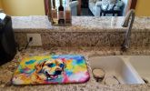 Yellow Labrador Hippie Dawg Dish Drying Mat Absorbent Dish Drying Mat Pad for Kitchen Counter Dish Drainer Mat for Countertop, 14 x 21", Multicolor