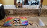 Shih Tzu Hippie Dawg Dish Drying Mat Absorbent Dish Drying Mat Pad for Kitchen Counter Dish Drainer Mat for Countertop, 14 x 21", Multicolor