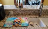 Cocker Spaniel Hippie Dawg Dish Drying Mat Absorbent Dish Drying Mat Pad for Kitchen Counter Dish Drainer Mat for Countertop, 14 x 21", Multicolor