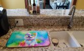Westie Hippie Dawg Dish Drying Mat Absorbent Dish Drying Mat Pad for Kitchen Counter Dish Drainer Mat for Countertop, 14 x 21", Multicolor