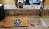 Dalmatian Hippie Dawg Dish Drying Mat Absorbent Dish Drying Mat Pad for Kitchen Counter Dish Drainer Mat for Countertop, 14 x 21", Multicolor