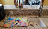 Corgi Hippie Dawg Dish Drying Mat Absorbent Dish Drying Mat Pad for Kitchen Counter Dish Drainer Mat for Countertop, 14 x 21", Multicolor