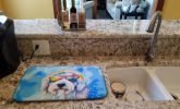 Old English Sheepdog Hippie Dawg Dish Drying Mat Absorbent Dish Drying Mat Pad for Kitchen Counter Dish Drainer Mat for Countertop, 14 x 21"