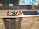 Black Labrador Hippie Dawg Dish Drying Mat Absorbent Dish Drying Mat Pad for Kitchen Counter Dish Drainer Mat for Countertop, 14 x 21", Multicolor