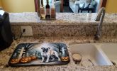 Boxer Spooky Halloween Dish Drying Mat Absorbent Dish Drying Mat Pad for Kitchen Counter Dish Drainer Mat for Countertop, 14 x 21", Multicolor