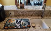 Boston Terrier Spooky Halloween Dish Drying Mat Absorbent Dish Drying Mat Pad for Kitchen Counter Dish Drainer Mat for Countertop, 14 x 21"