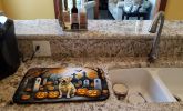 Yellow Labrador Retriever Spooky Halloween Dish Drying Mat Absorbent Dish Drying Mat Pad for Kitchen Counter Dish Drainer Mat for Countertop, 14 x 21"