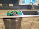 English Bulldog Hippie Dawg Dish Drying Mat Absorbent Dish Drying Mat Pad for Kitchen Counter Dish Drainer Mat for Countertop, 14 x 21", Multicolor