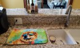 Chow Chow Hippie Dawg Dish Drying Mat Absorbent Dish Drying Mat Pad for Kitchen Counter Dish Drainer Mat for Countertop, 14 x 21", Multicolor