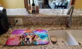 Weimaraner Hippie Dawg Dish Drying Mat Absorbent Dish Drying Mat Pad for Kitchen Counter Dish Drainer Mat for Countertop, 14 x 21", Multicolor