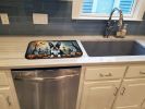 Boston Terrier Spooky Halloween Dish Drying Mat Absorbent Dish Drying Mat Pad for Kitchen Counter Dish Drainer Mat for Countertop, 14 x 21"