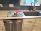 Doberman Pinscher Hippie Dawg Dish Drying Mat Absorbent Dish Drying Mat Pad for Kitchen Counter Dish Drainer Mat for Countertop, 14 x 21", Multicolor