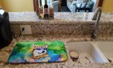 Siberian Husky Hippie Dawg Dish Drying Mat Absorbent Dish Drying Mat Pad for Kitchen Counter Dish Drainer Mat for Countertop, 14 x 21", Multicolor