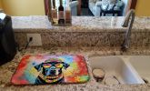 Black Labrador Hippie Dawg Dish Drying Mat Absorbent Dish Drying Mat Pad for Kitchen Counter Dish Drainer Mat for Countertop, 14 x 21", Multicolor