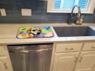 Yellow Labrador Hippie Dawg Dish Drying Mat Absorbent Dish Drying Mat Pad for Kitchen Counter Dish Drainer Mat for Countertop, 14 x 21", Multicolor