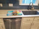 Cocker Spaniel Hippie Dawg Dish Drying Mat Absorbent Dish Drying Mat Pad for Kitchen Counter Dish Drainer Mat for Countertop, 14 x 21", Multicolor
