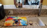 Bullmastiff Hippie Dawg Dish Drying Mat Absorbent Dish Drying Mat Pad for Kitchen Counter Dish Drainer Mat for Countertop, 14 x 21", Multicolor