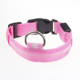 LED Luminous Pet Dog Collar Night (Option: Pink Light-M)